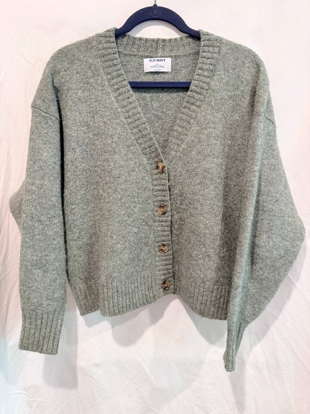 Old Navy Go-Recycled Sustainable Green Heathered Boxy Oversized Cardigan Medium